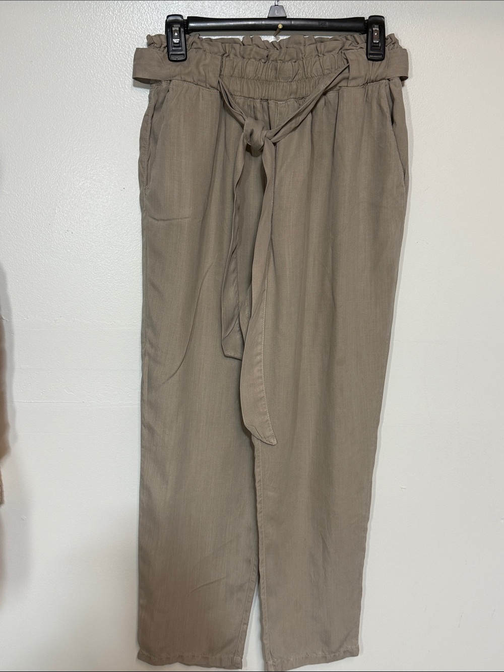 Sneak Peek Neutral Taupe Elastic Waist Pants